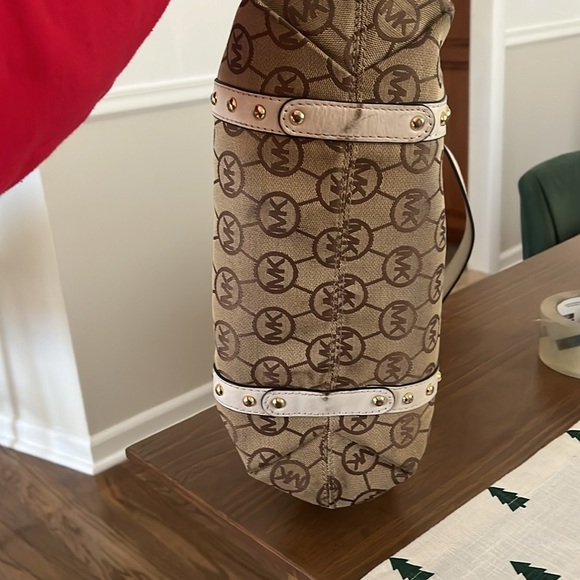 Michael Kors Brown/Khaki Studded Logo Tote Purse,handbag,tote - Picture 5 of 8